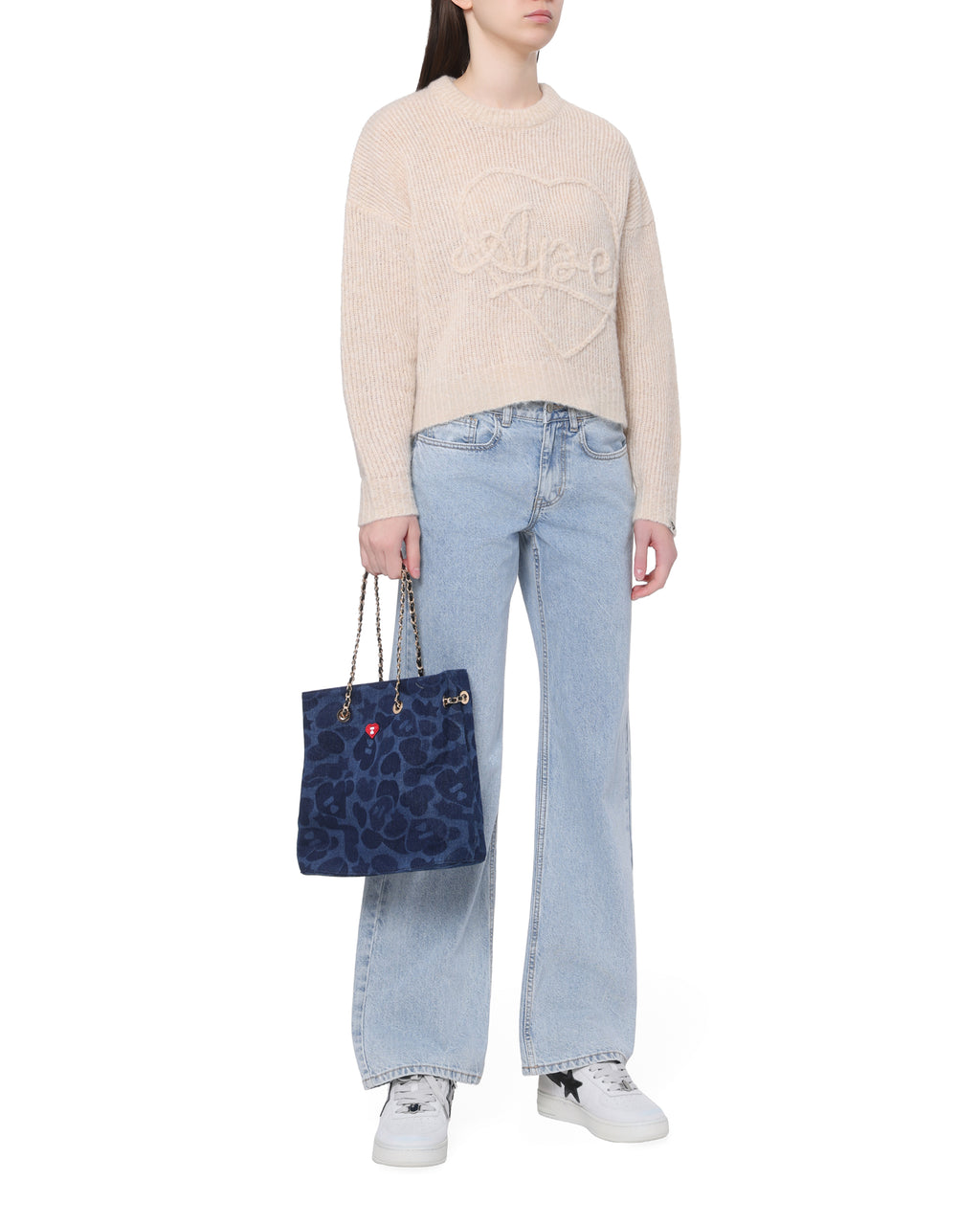 Denim chain tote bag