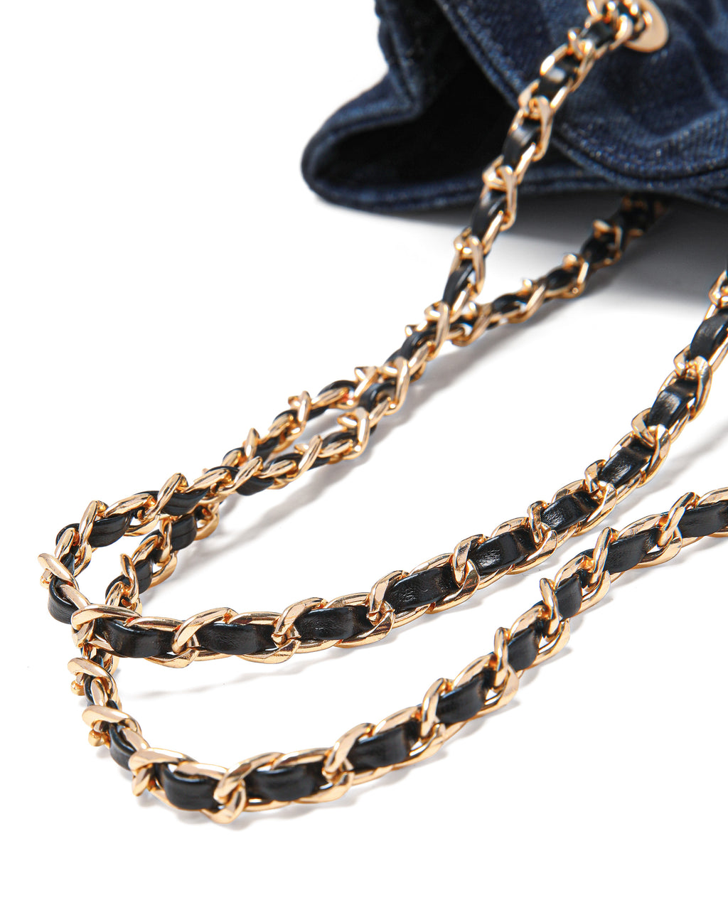 Denim chain tote bag