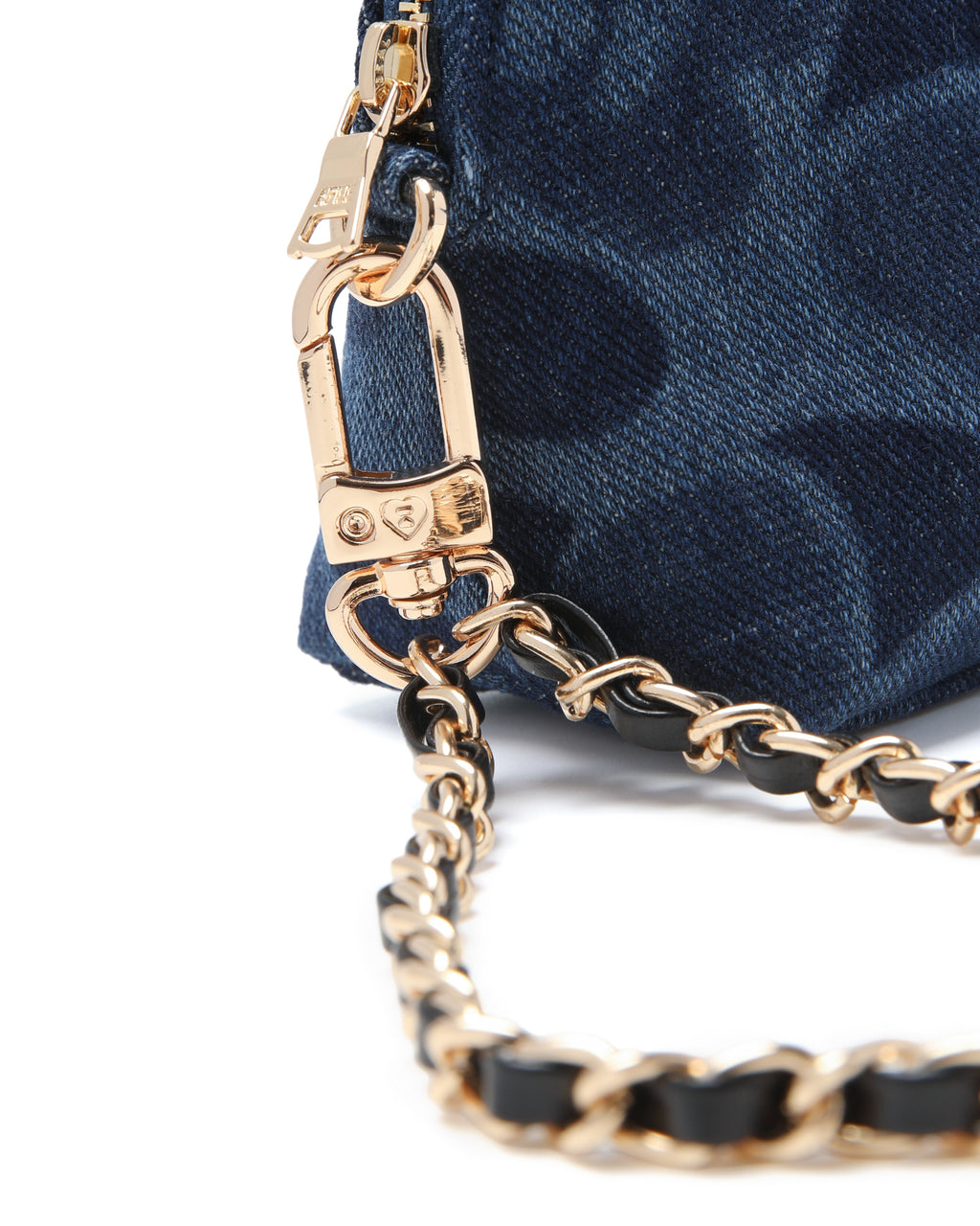 Chain denim pouch