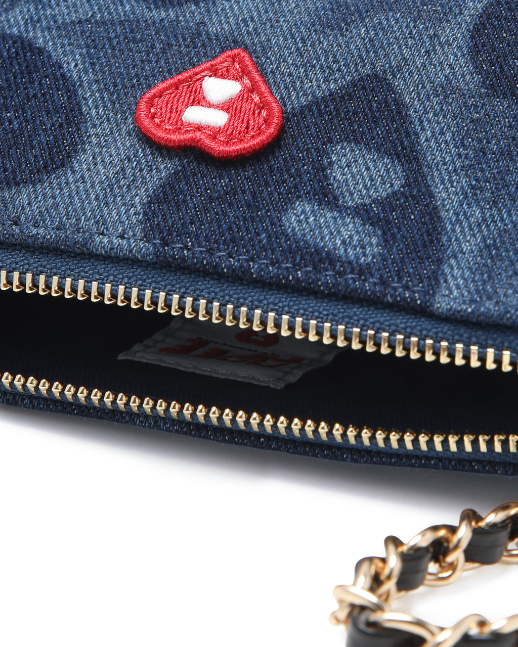 Chain denim pouch