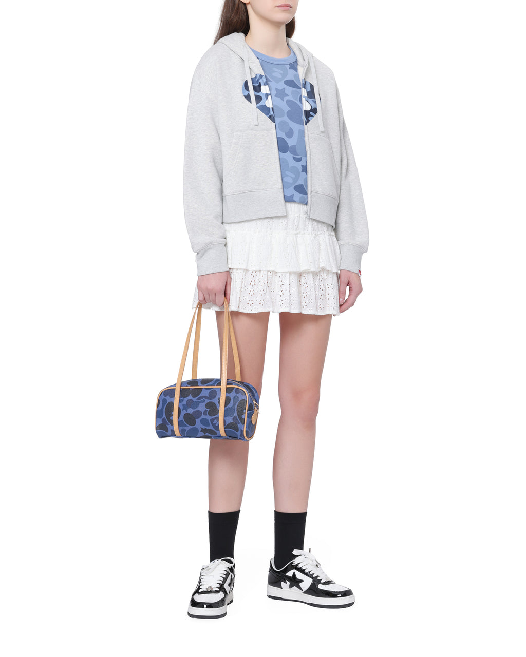 Heart print zip hoodie