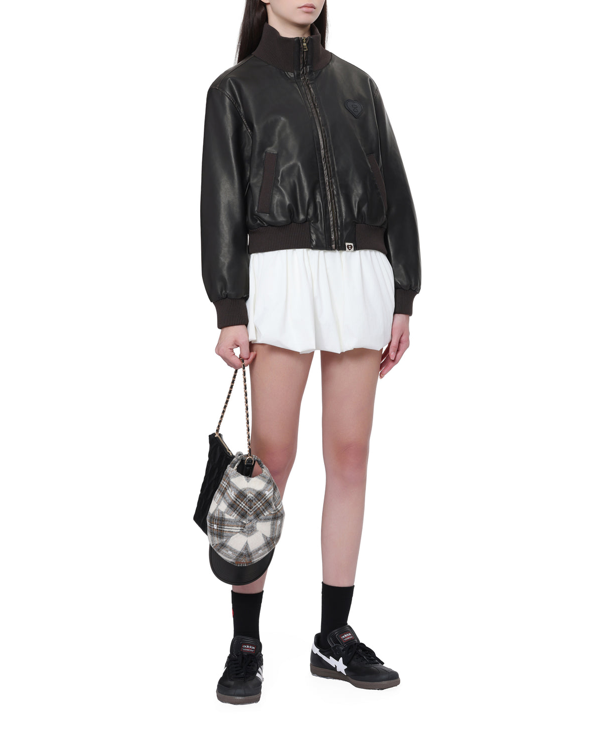 Faux leather bomber jacket
