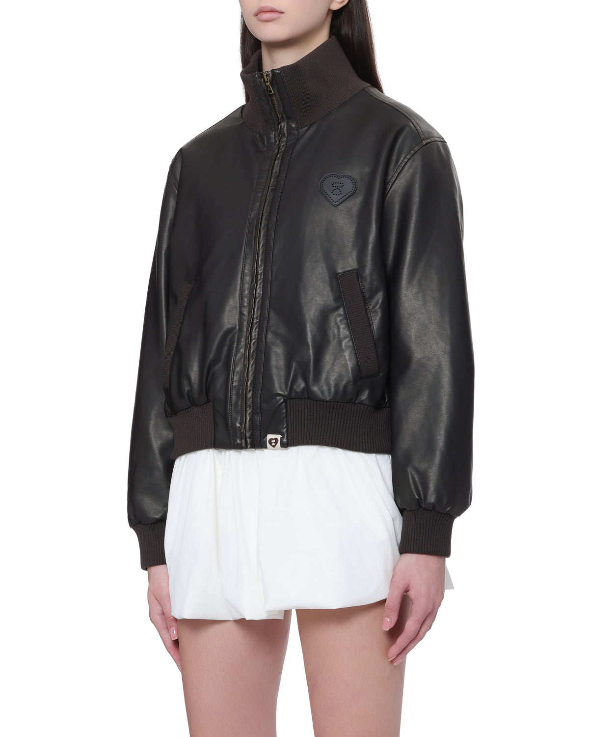 Faux leather bomber jacket