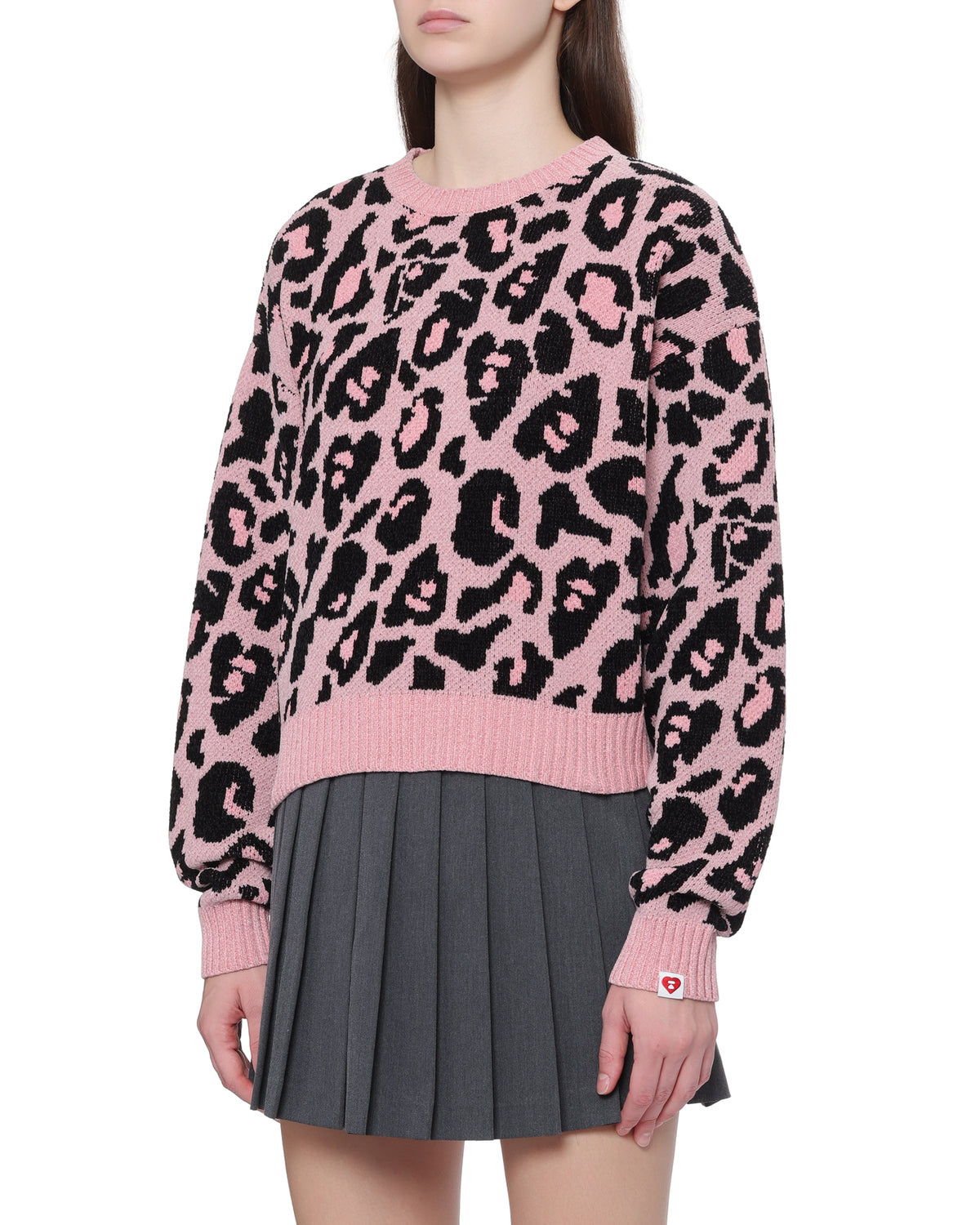 Crew neck leopard sweater