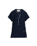Short-sleeve henley knit top