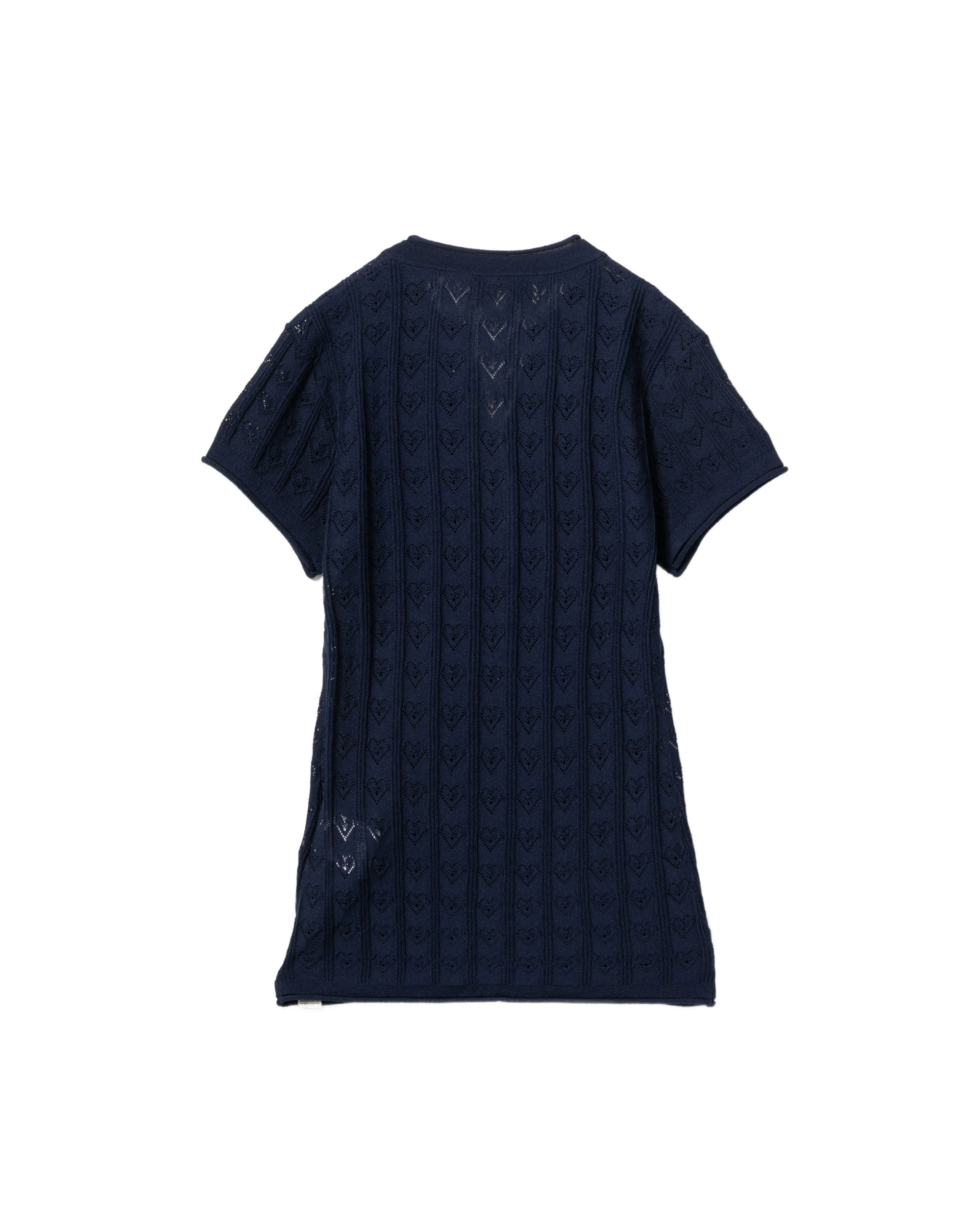 Short-sleeve henley knit top