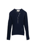 Long-sleeve henley knit top