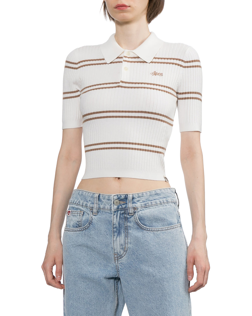 Striped polo tee