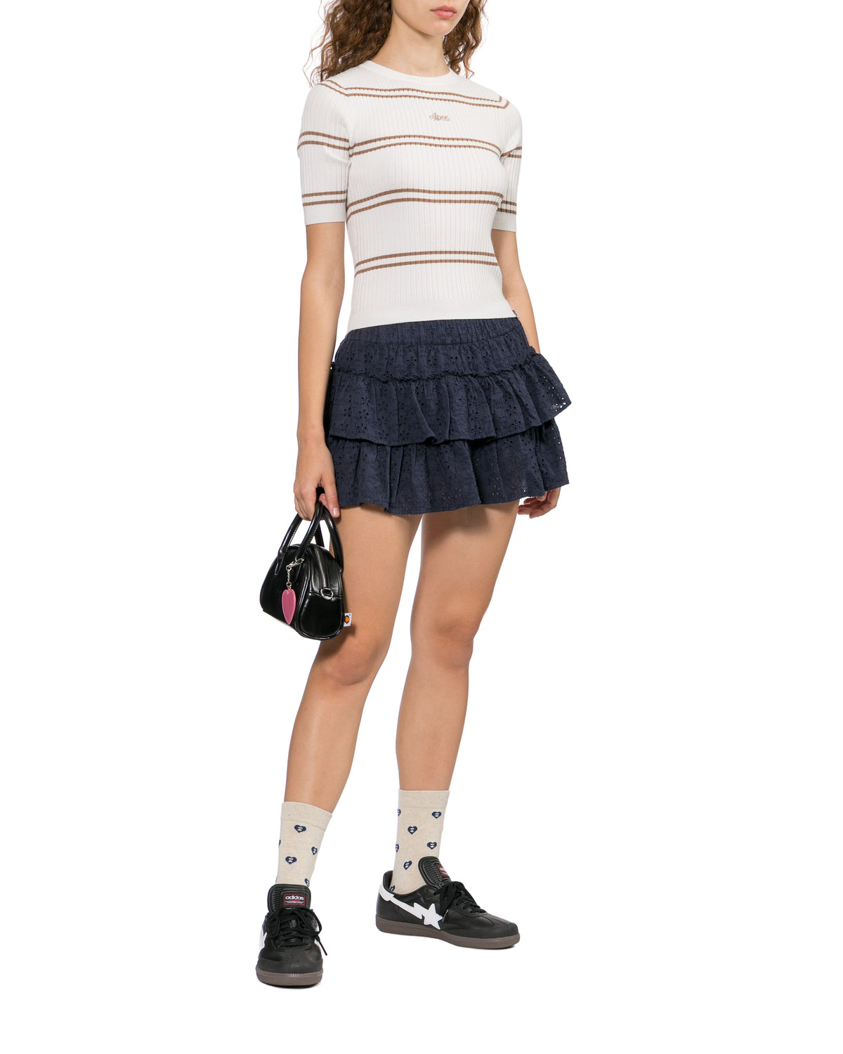 Stripe ribbed knit top