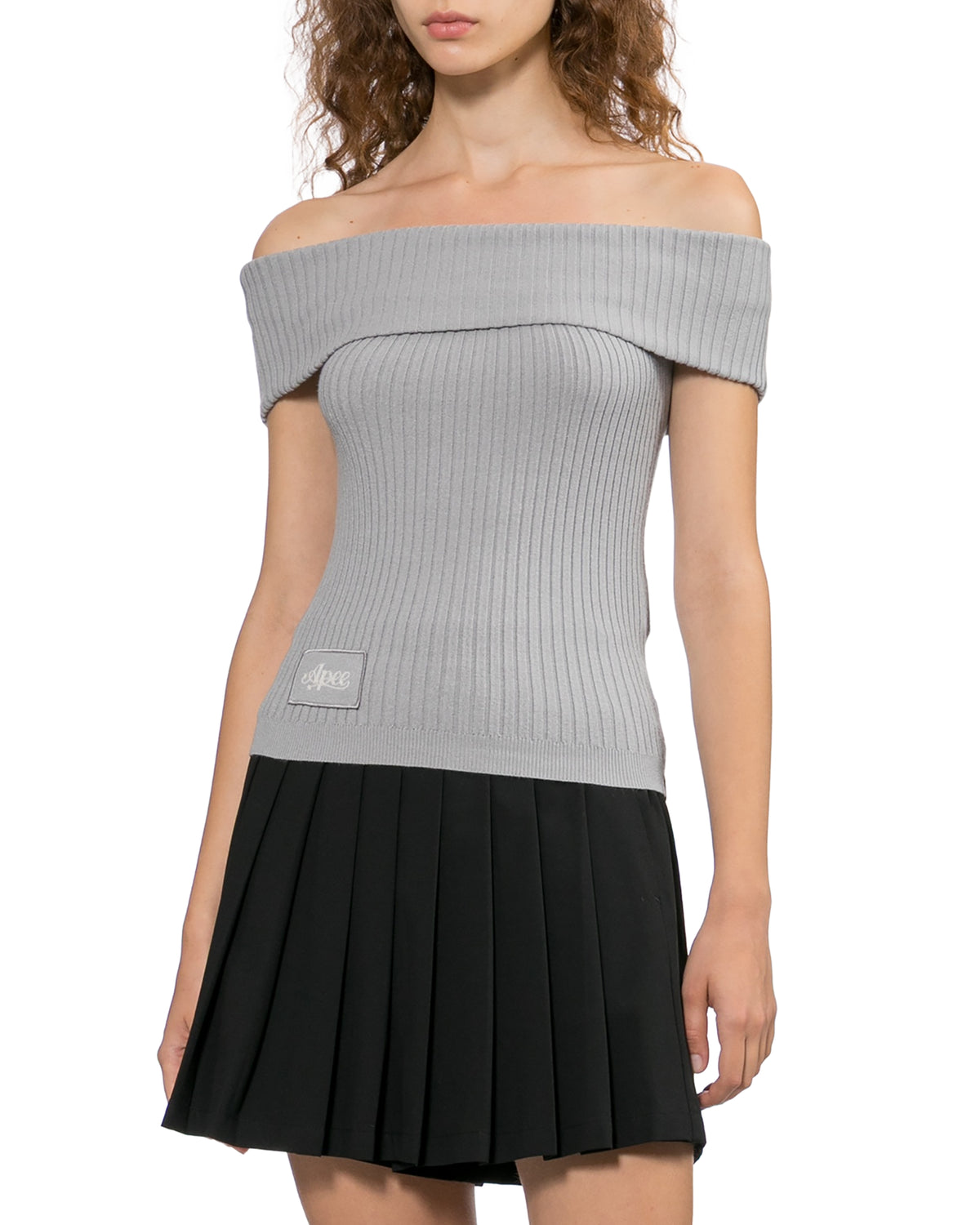 Off-shoulder ribbed top