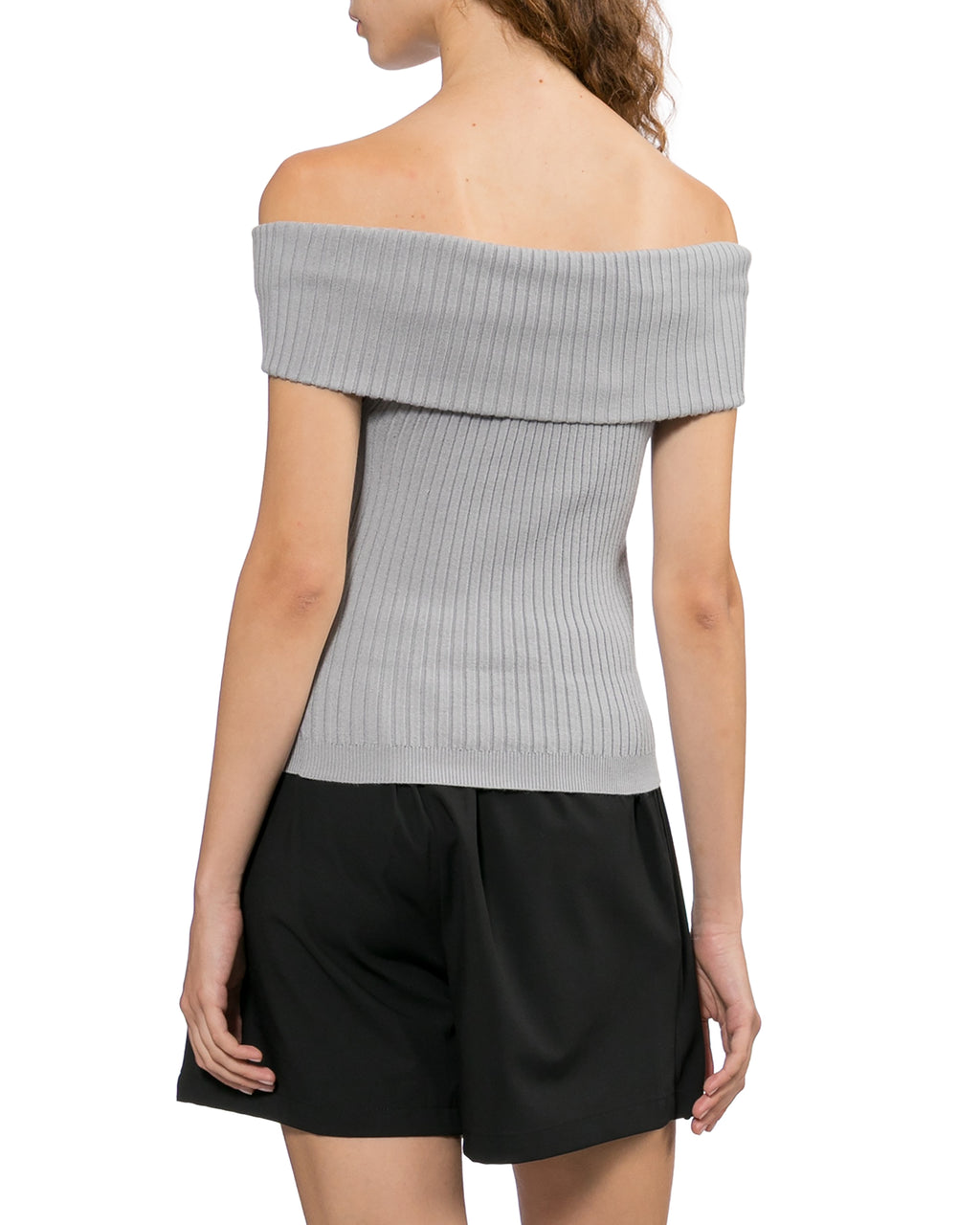 Off-shoulder ribbed top