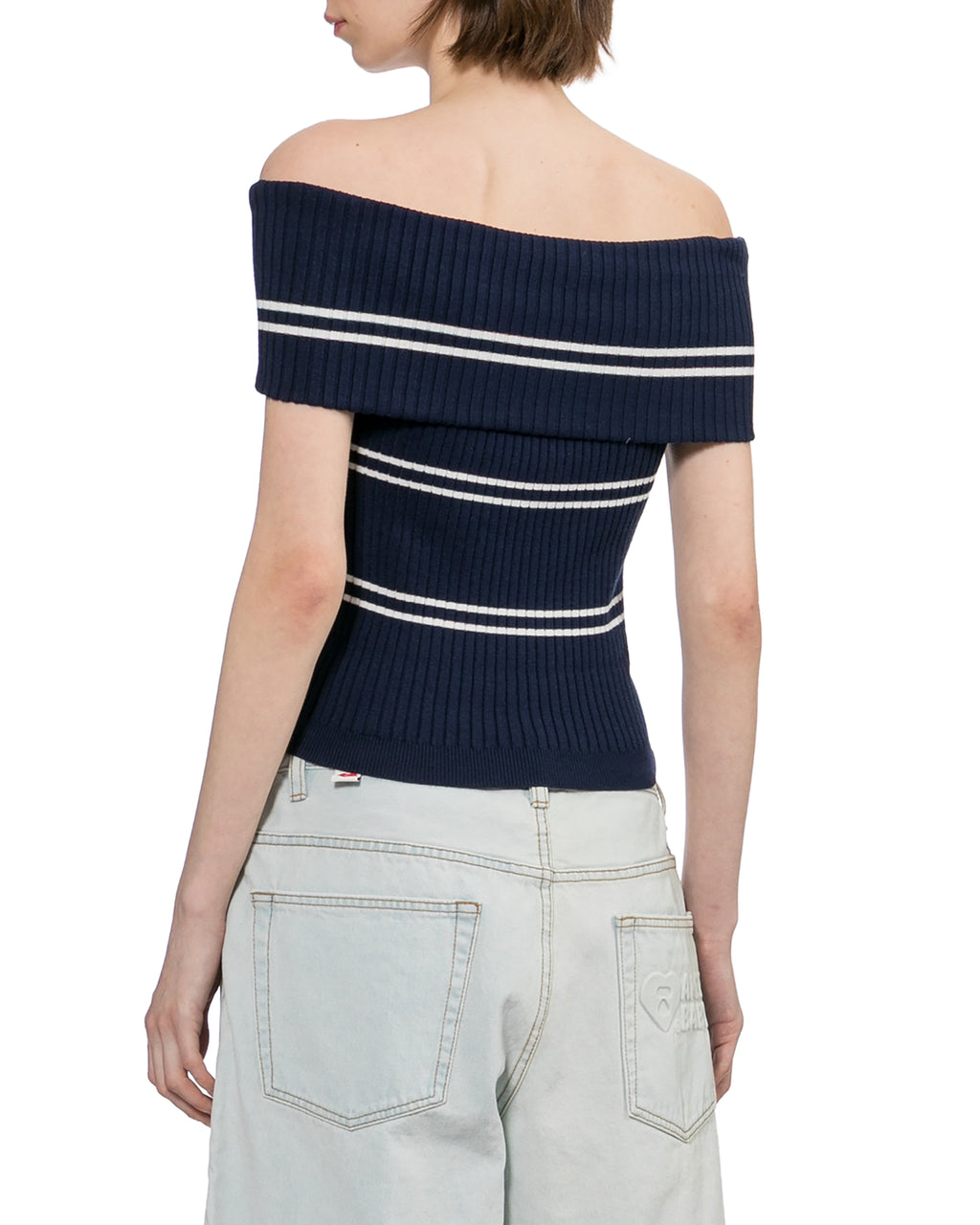 Off-shoulder striped top