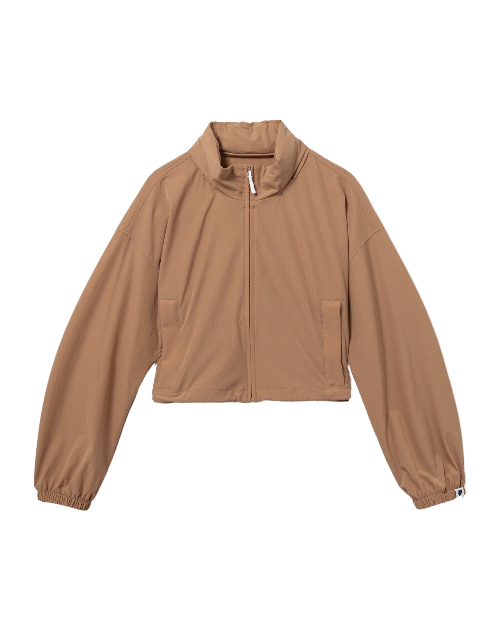 Cropped hooded zip-up jacket