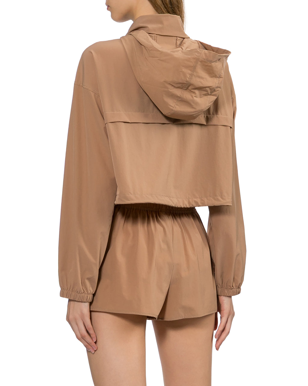 Cropped hooded zip-up jacket