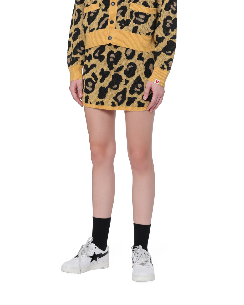 Leopard knit mini skirt