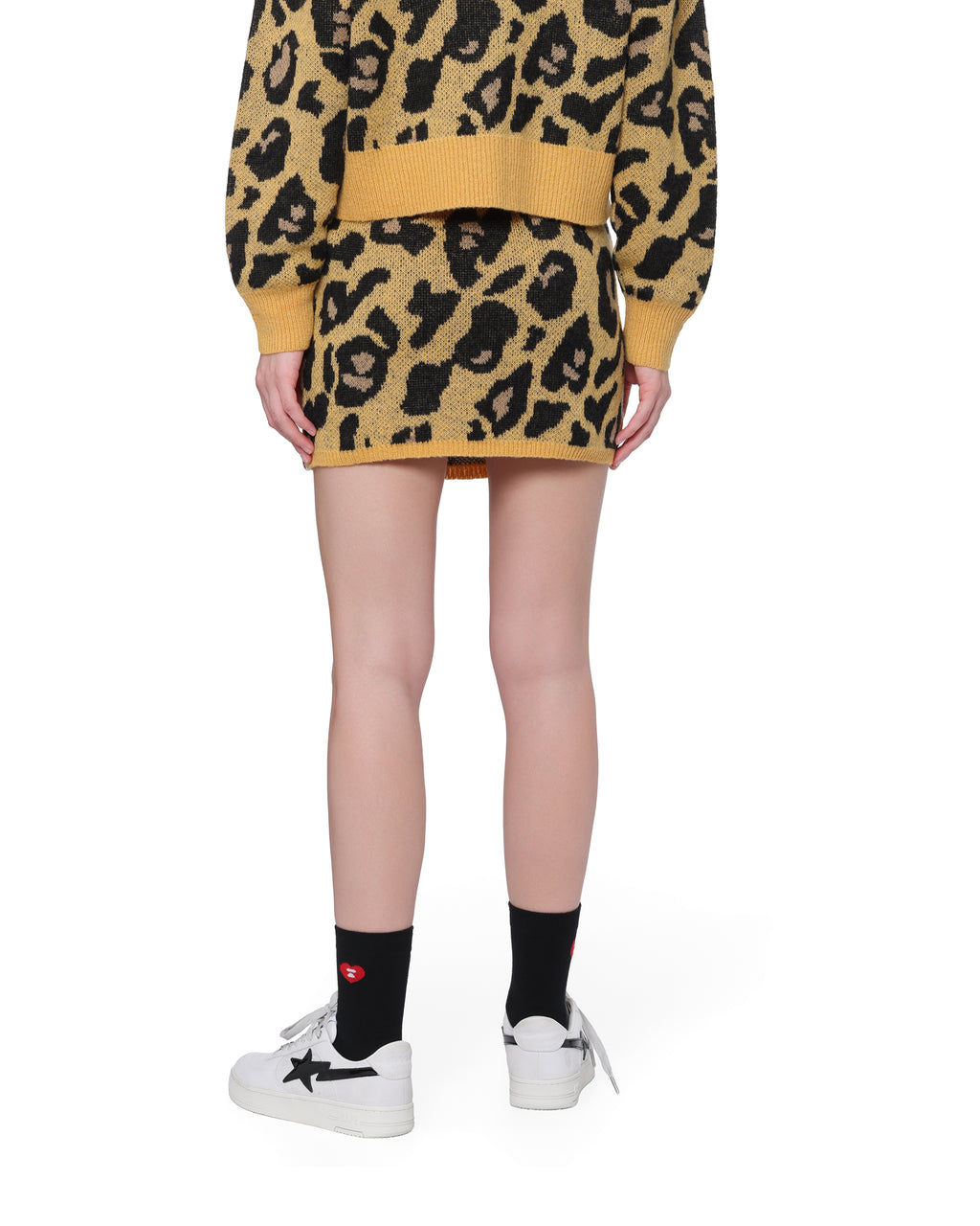 Leopard knit mini skirt