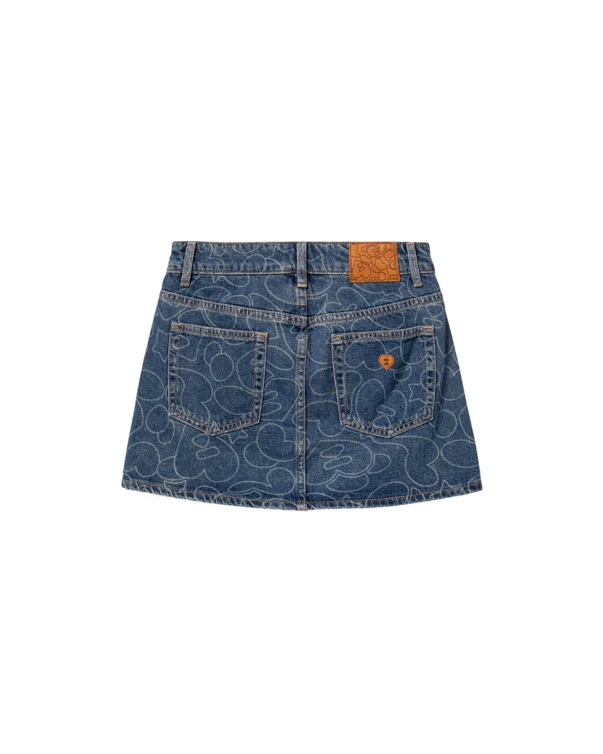 Moonface print denim mini skirt