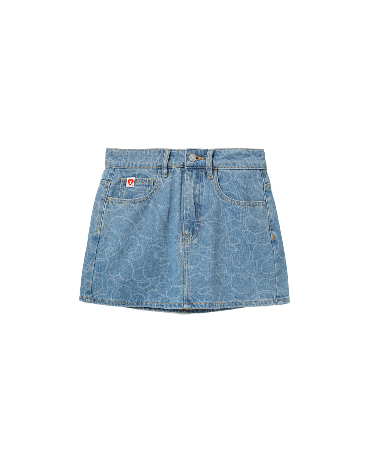Moonface print denim mini skirt
