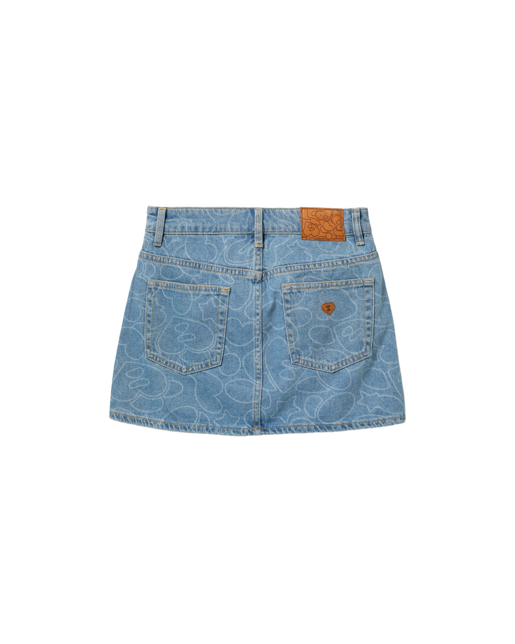 Moonface print denim mini skirt