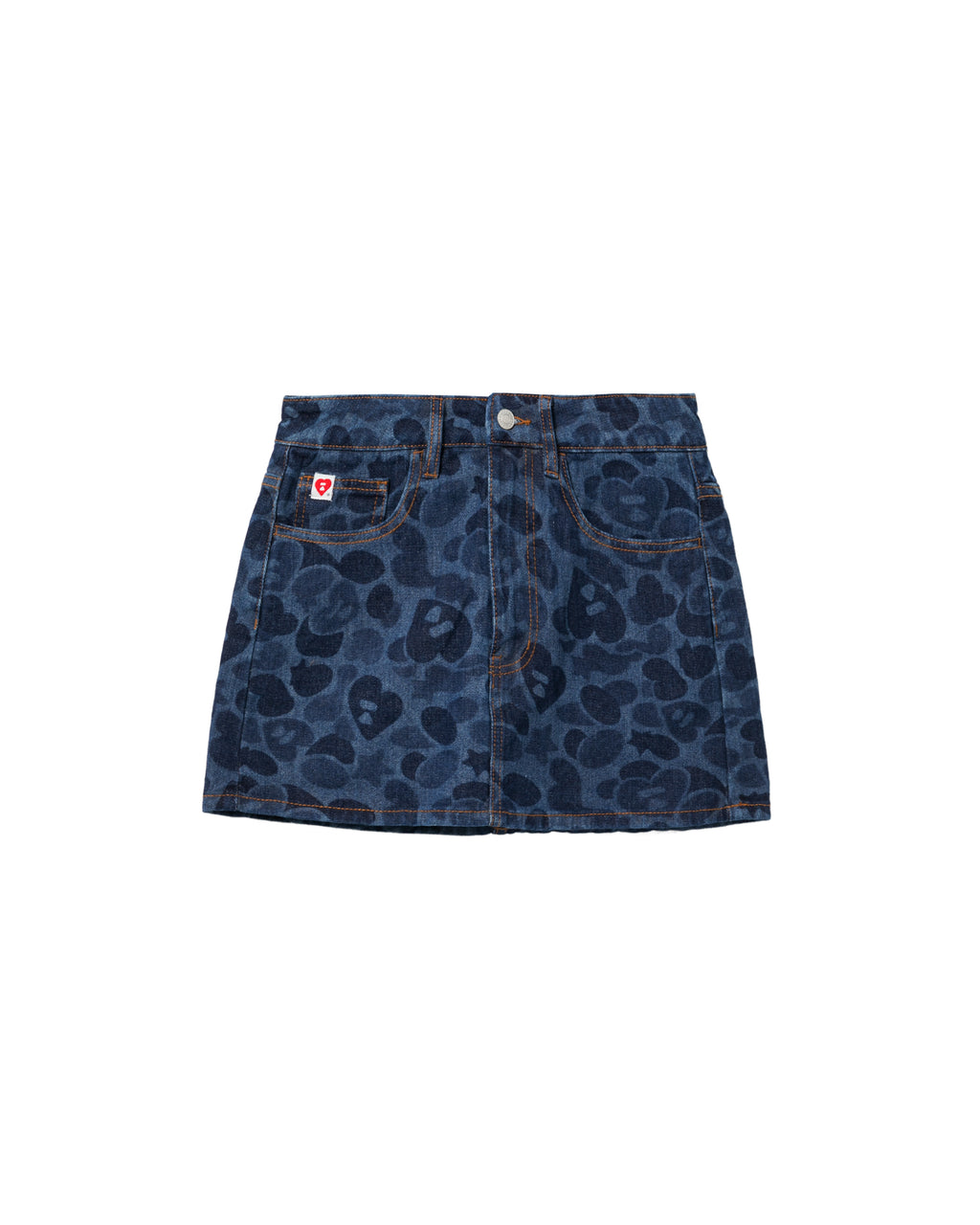 Camo denim mini skirt