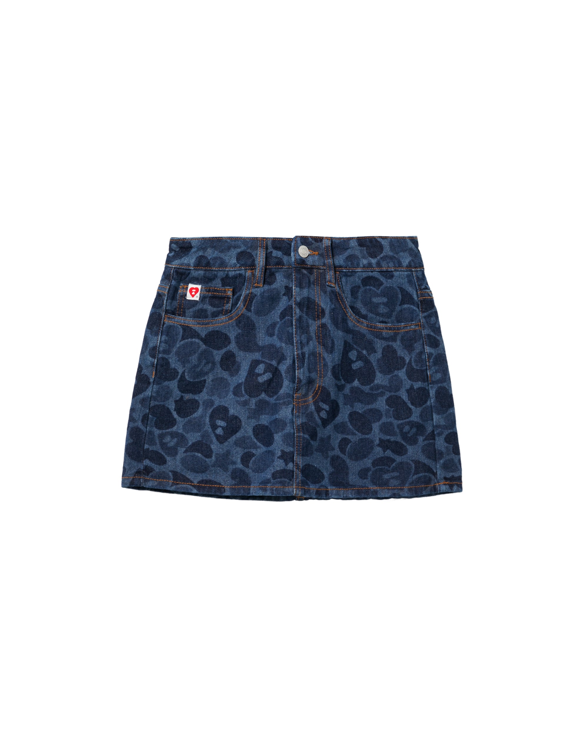 Camo denim mini skirt
