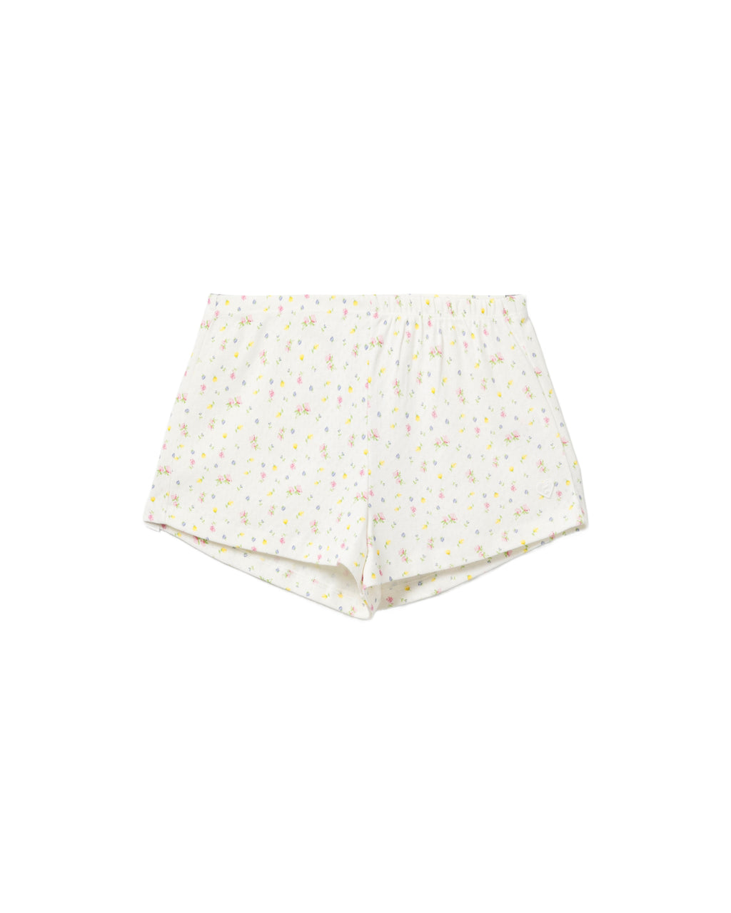 Heart badge floral print shorts