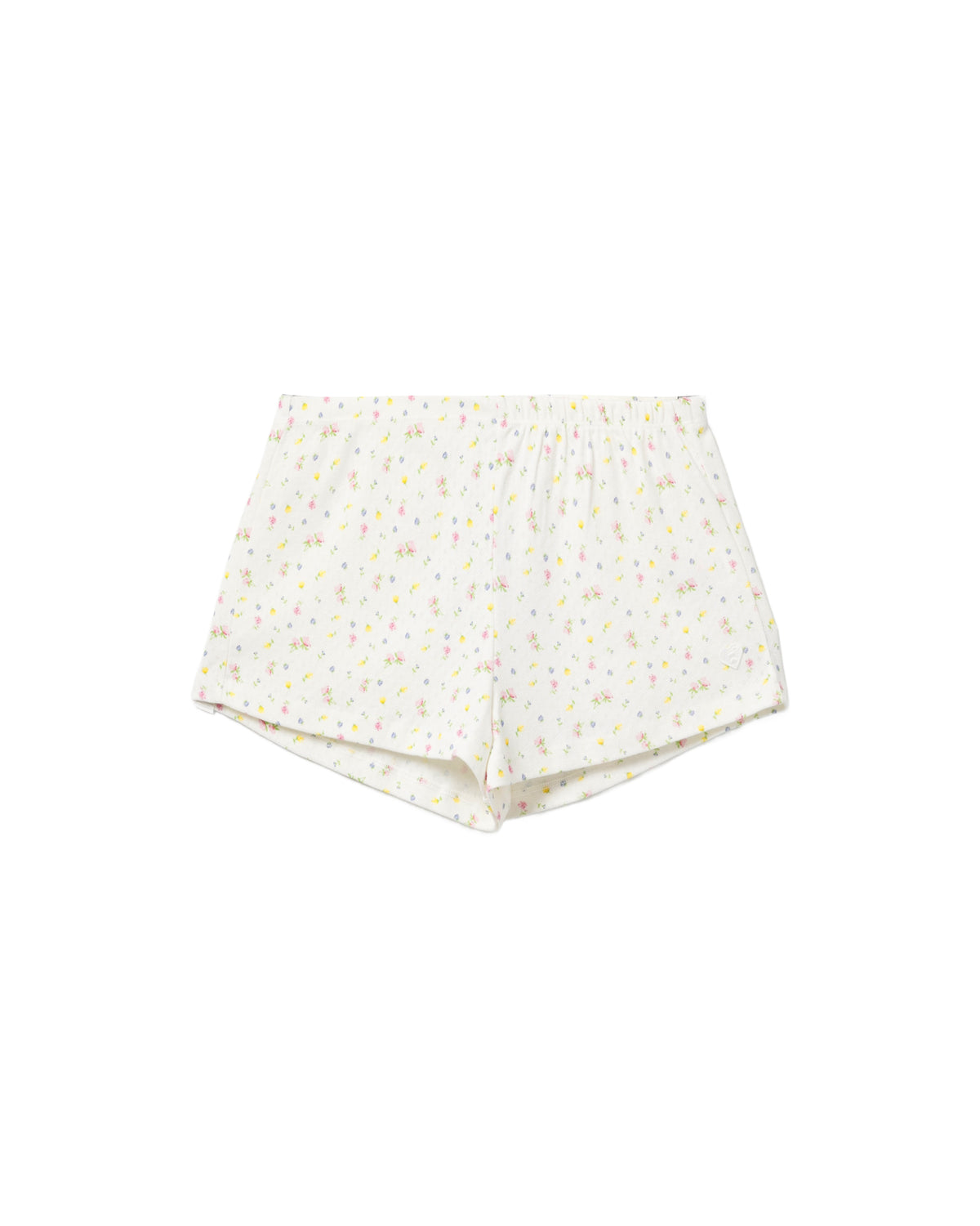 Heart badge floral print shorts