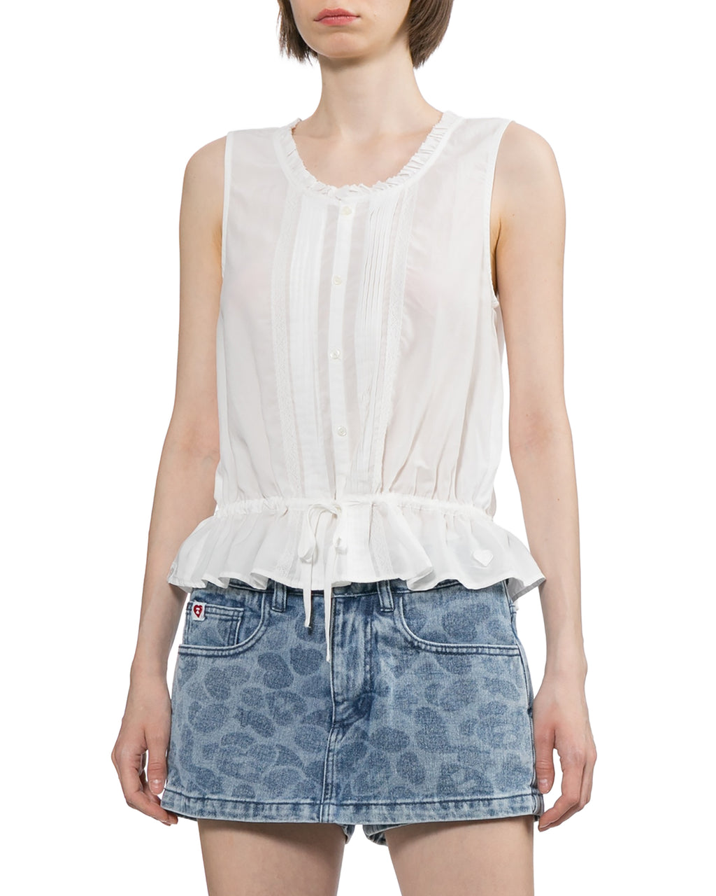 Sleeveless button-front top