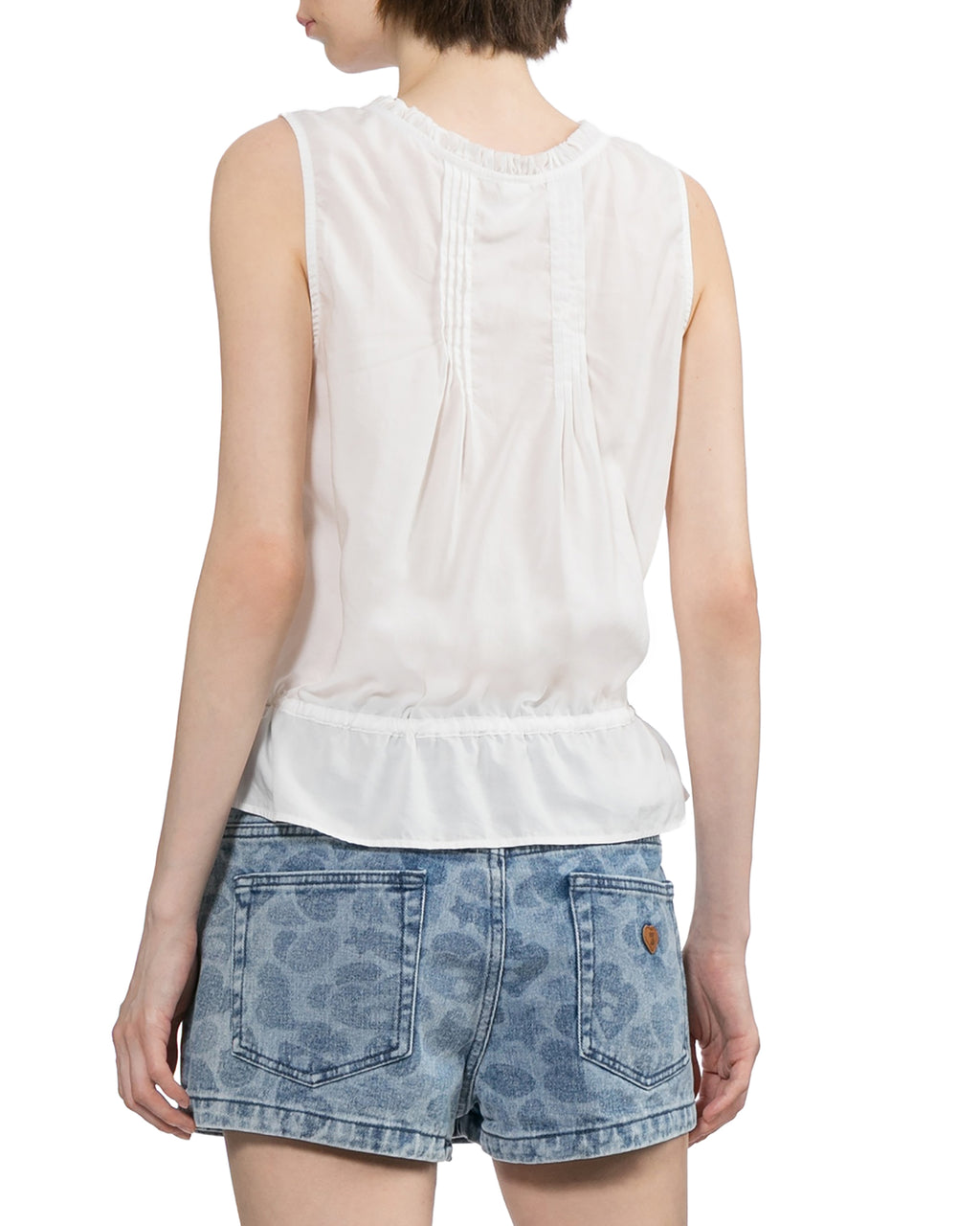 Sleeveless button-front top