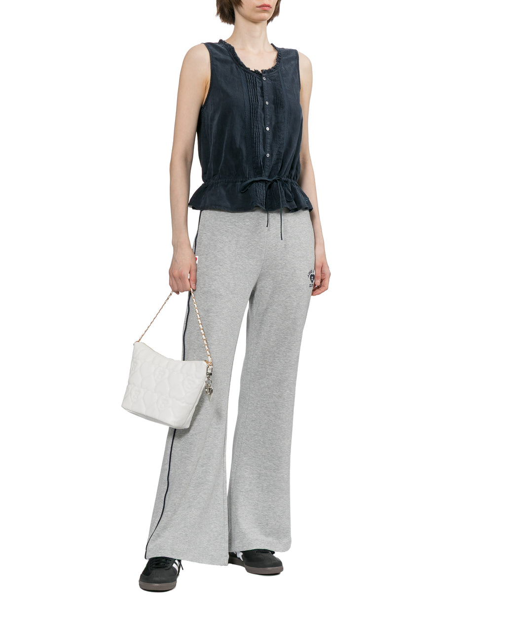 Sleeveless button-front top