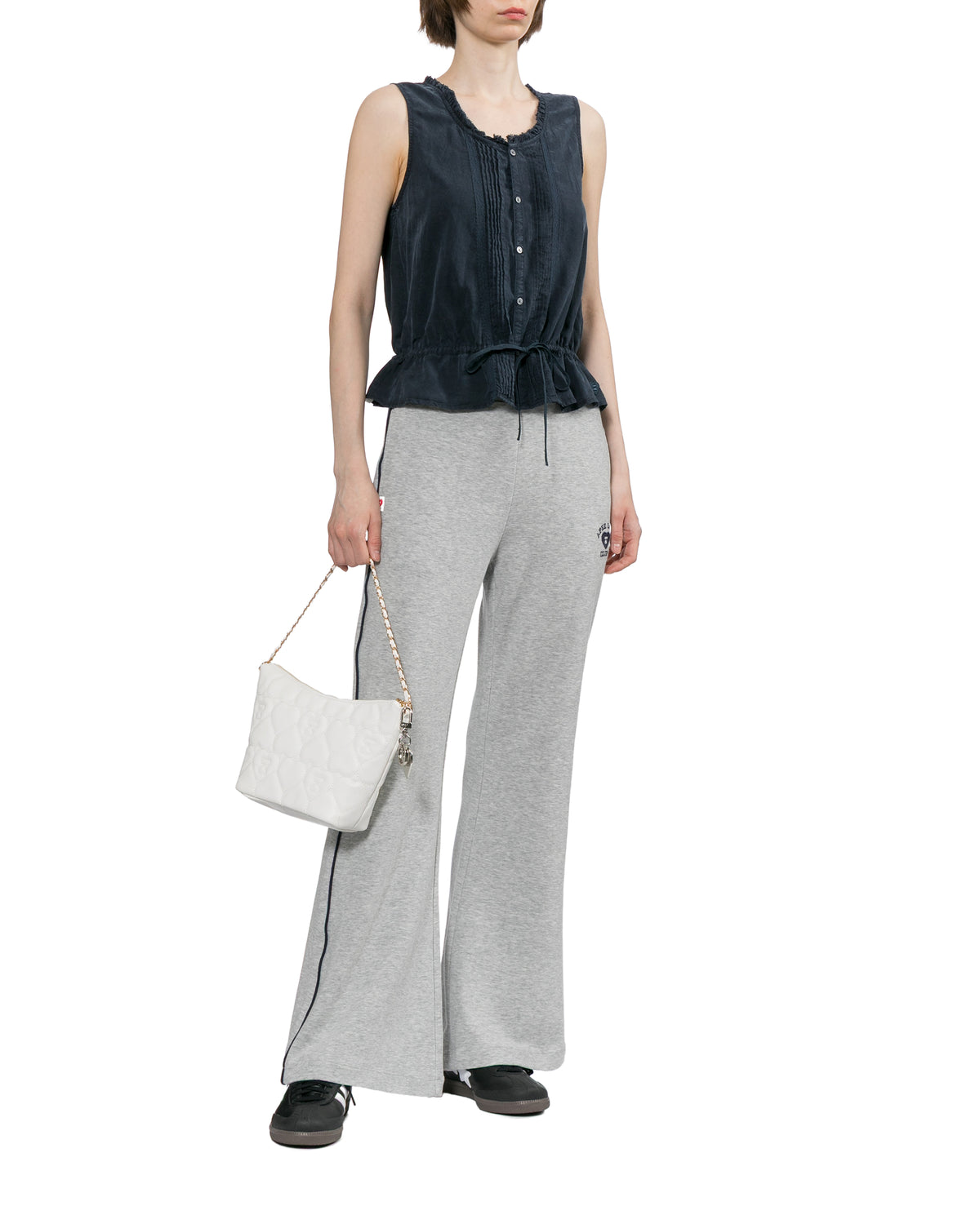 Sleeveless button-front top