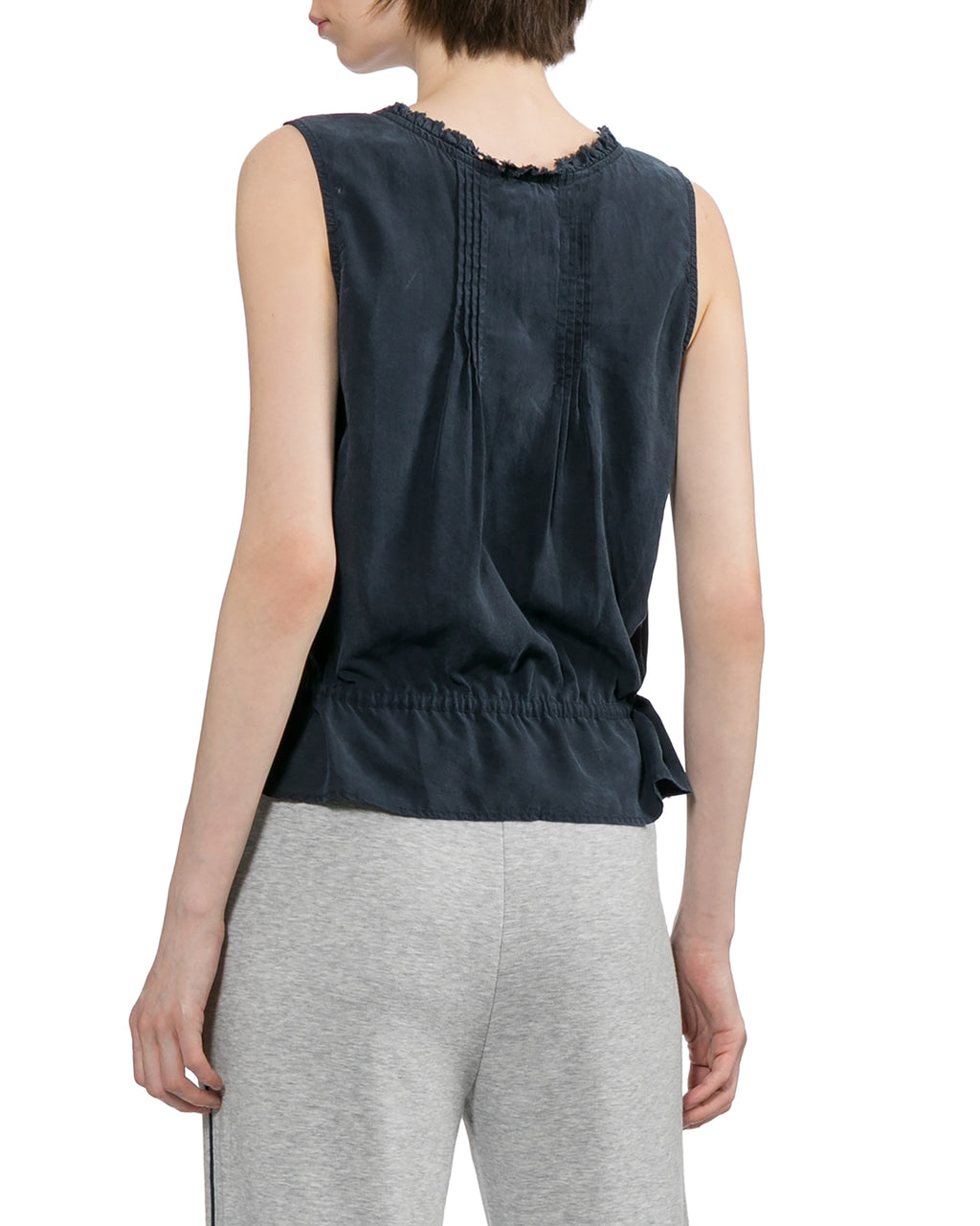 Sleeveless button-front top