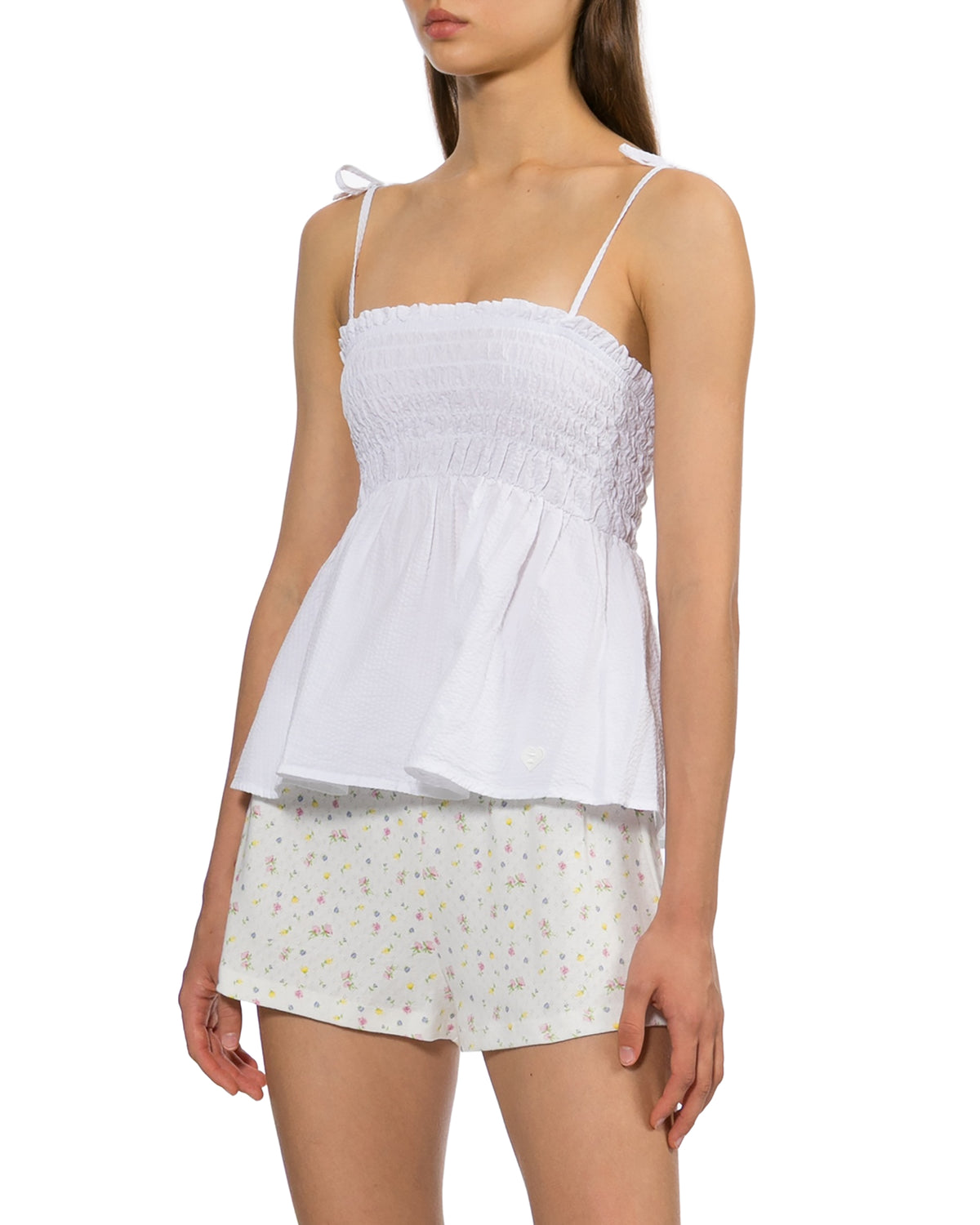 Heart badge woven cami top