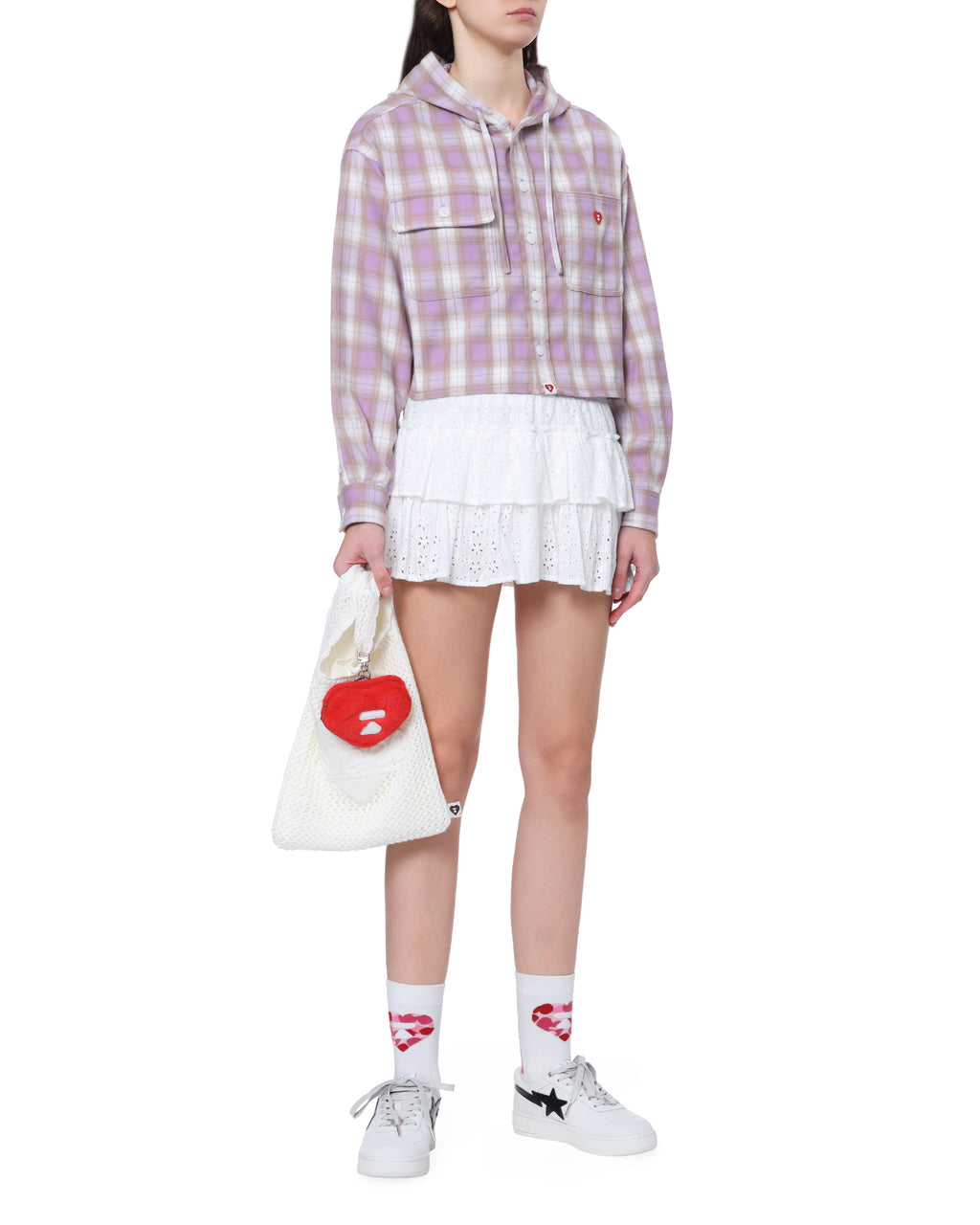 Plaid hooded top
