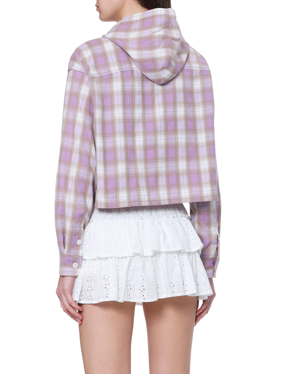 Plaid hooded top