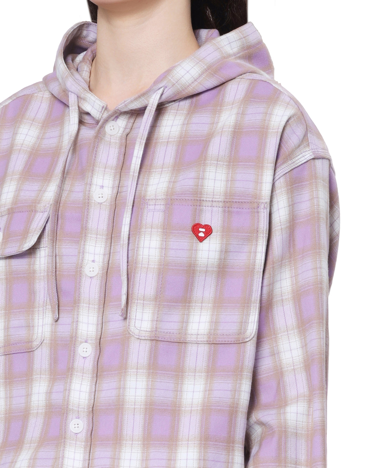 Plaid hooded top