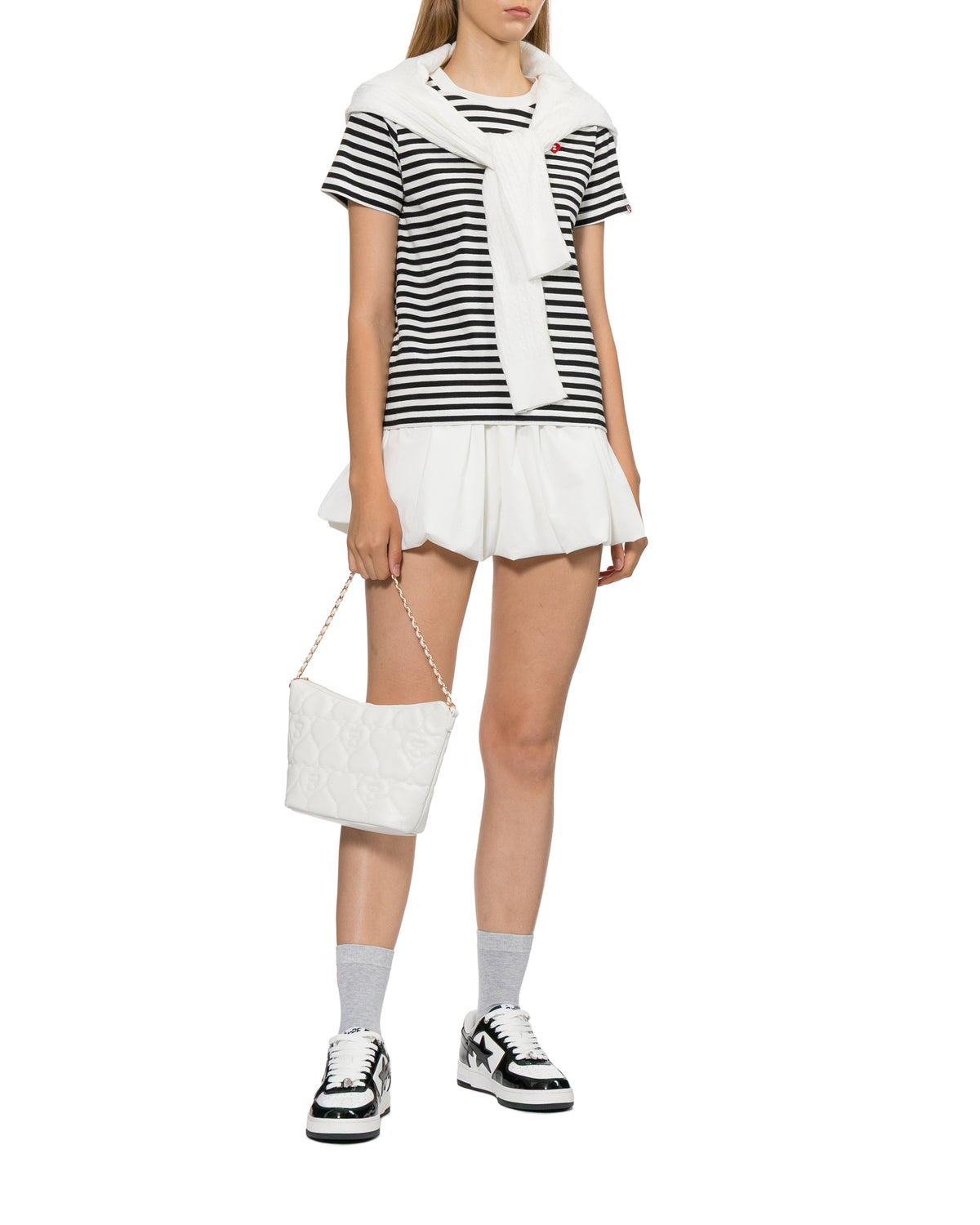 Logo embroidered striped tee
