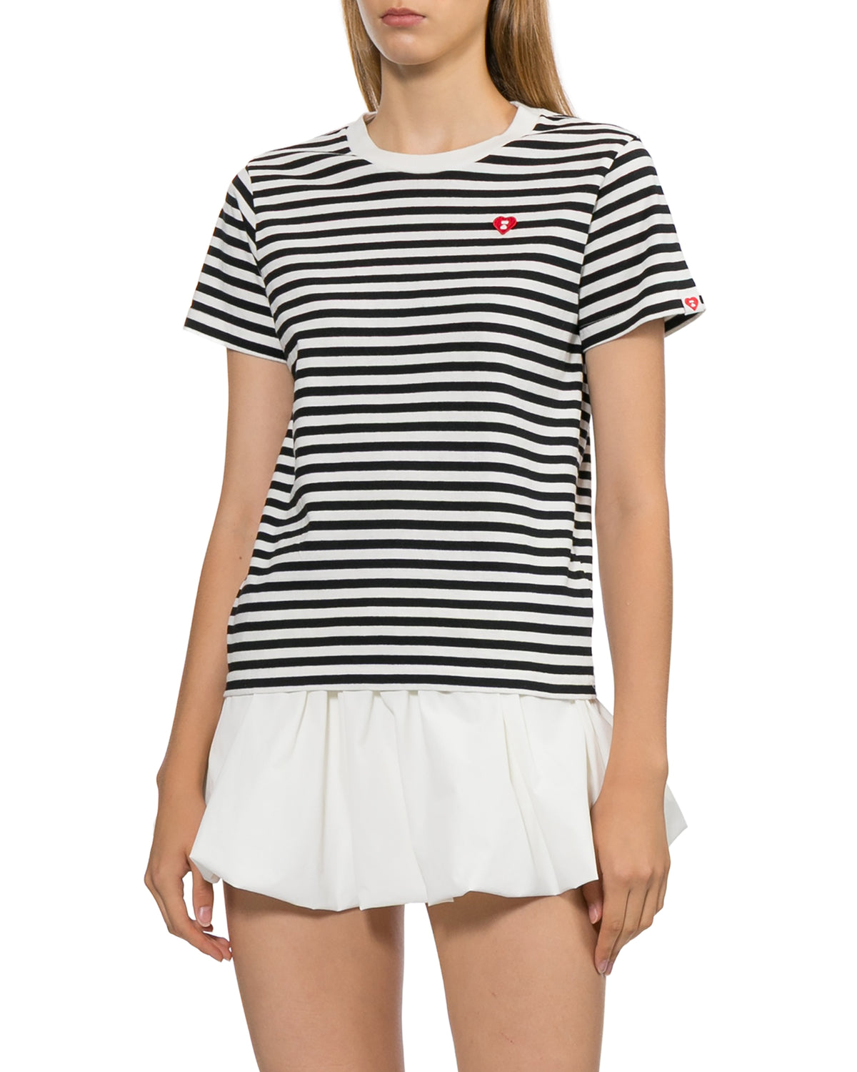 Logo embroidered striped tee