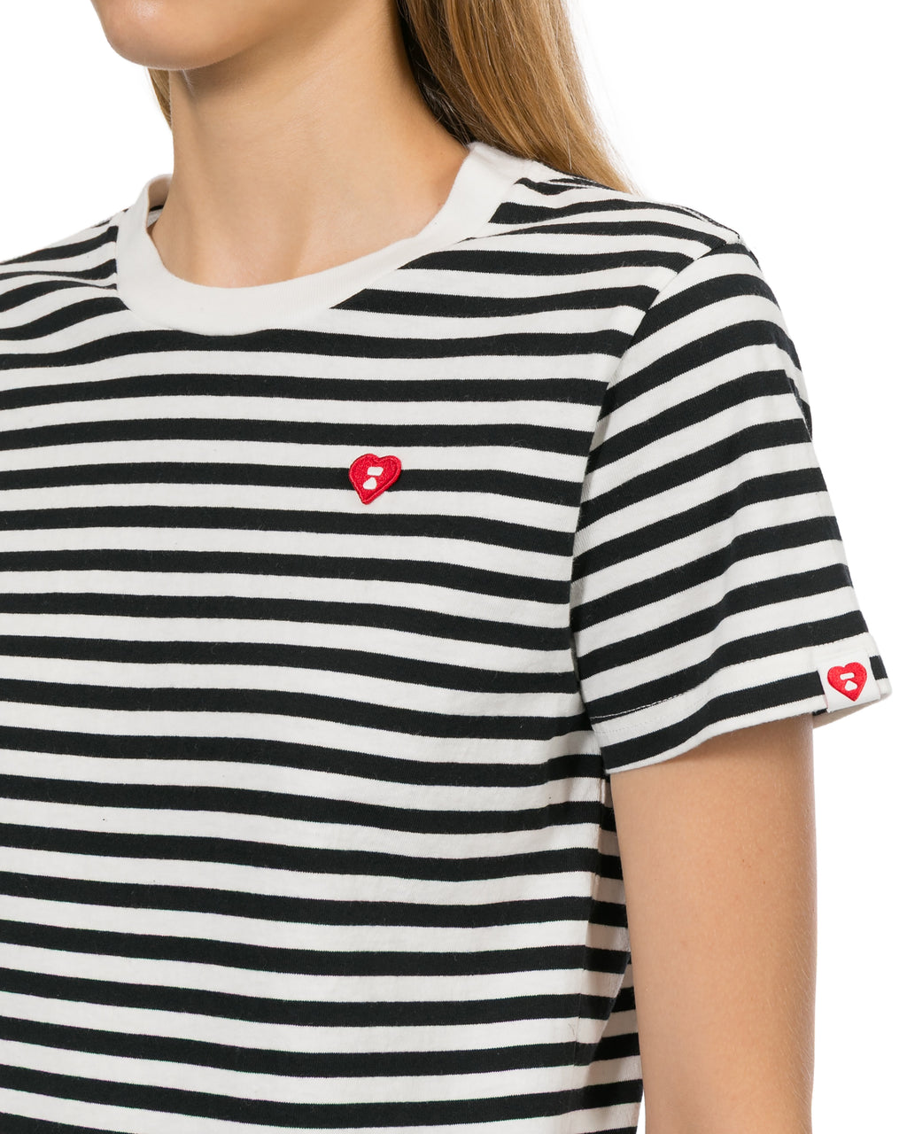 Logo embroidered striped tee