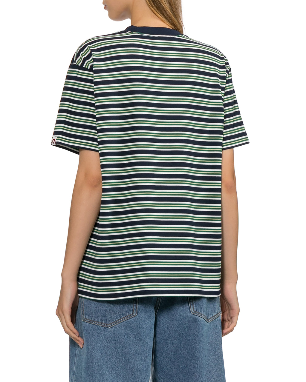 Logo embroidered striped tee