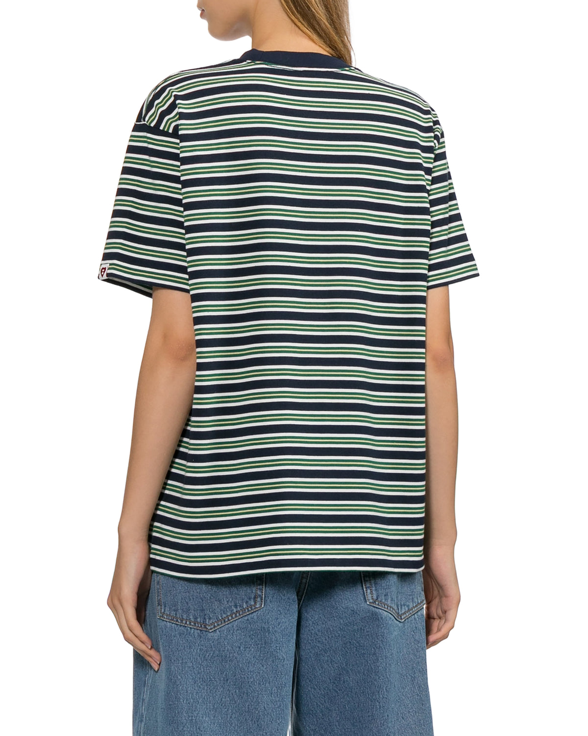 Logo embroidered striped tee