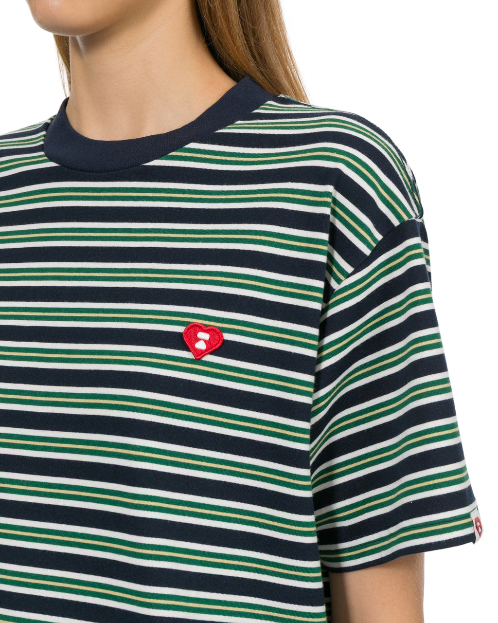 Logo embroidered striped tee