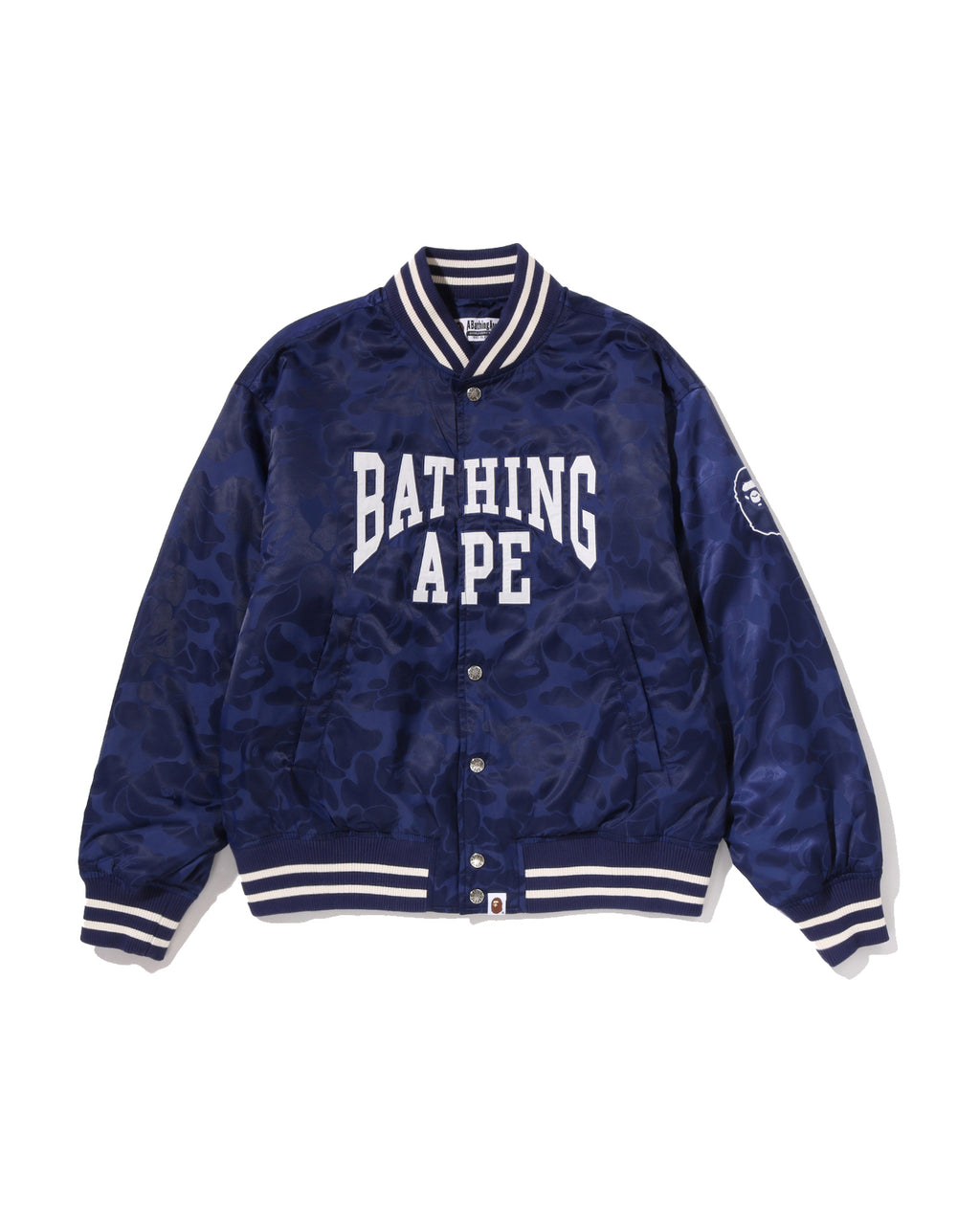 Solid Camo Nylon Jacquard Varsity Jacket