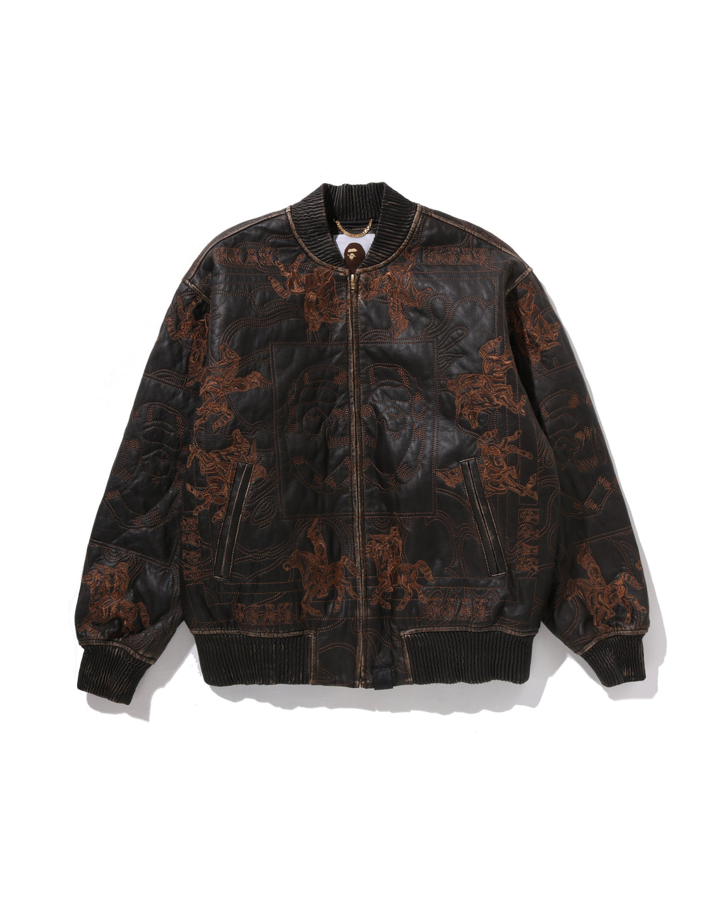 Multi Logo Quilted Leather Bomber Jacket