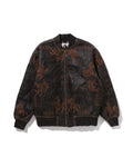 Multi Logo Quilted Leather Bomber Jacket