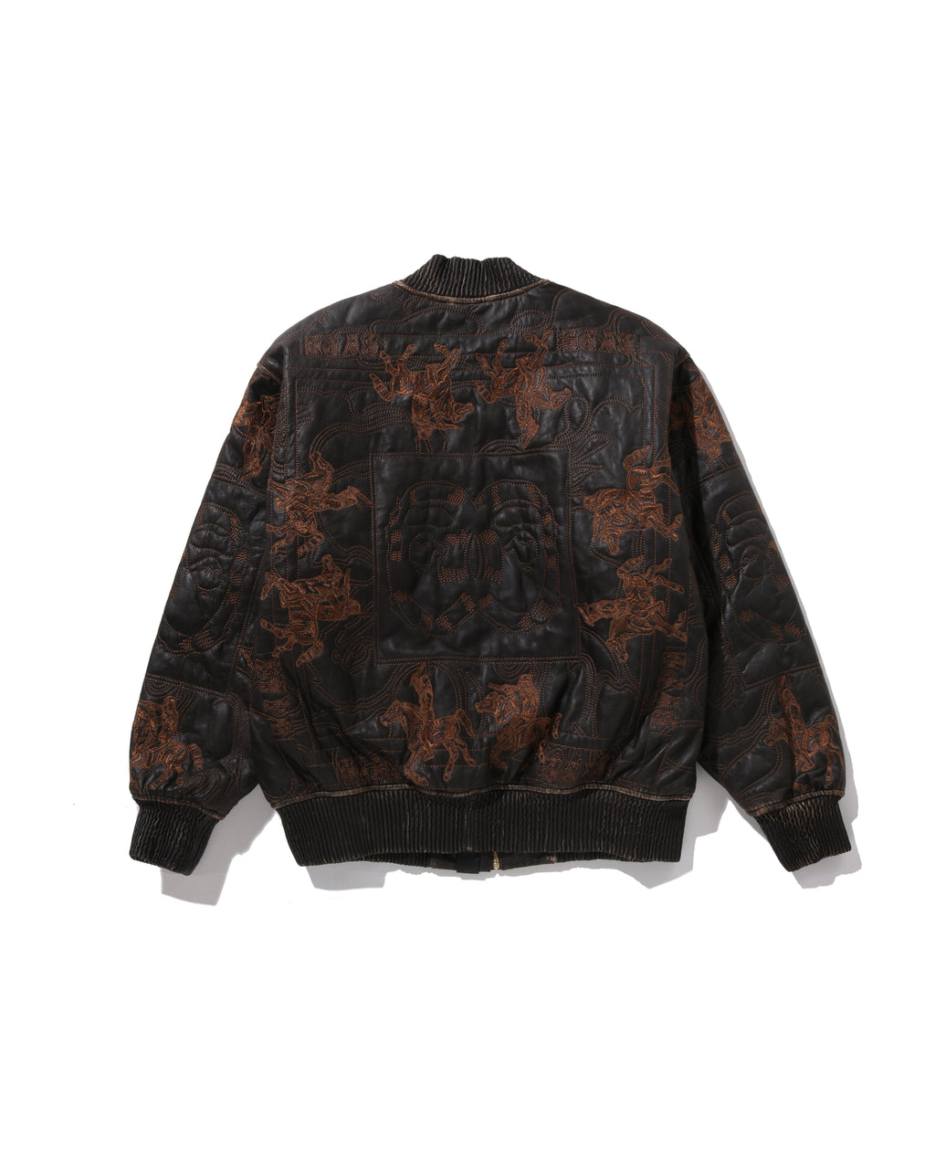 Multi Logo Quilted Leather Bomber Jacket