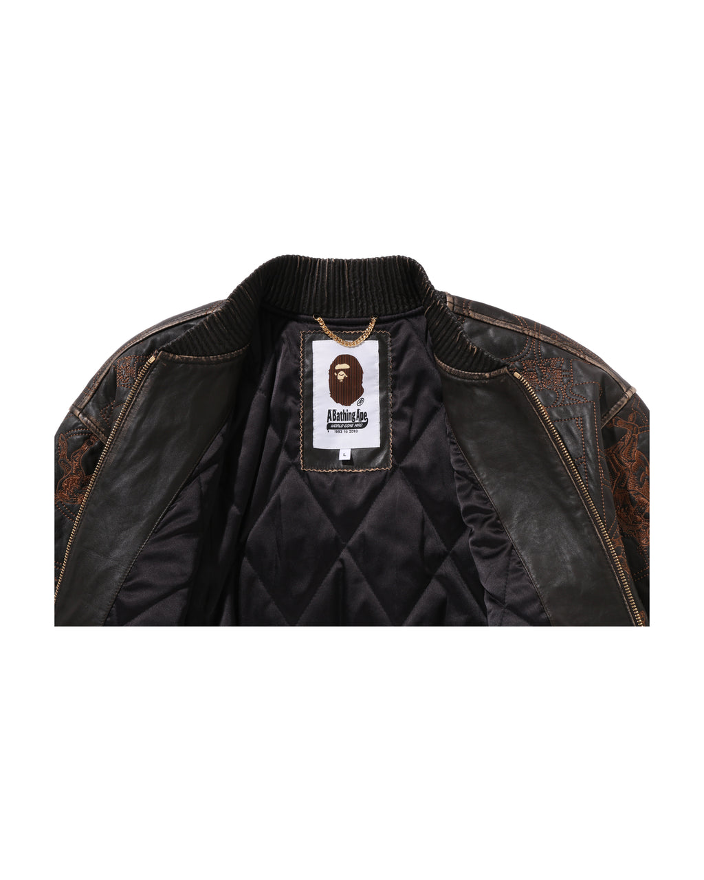 Multi Logo Quilted Leather Bomber Jacket