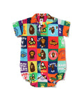Babies Baby Milo Patchwork Open Collar Shirt Rompers