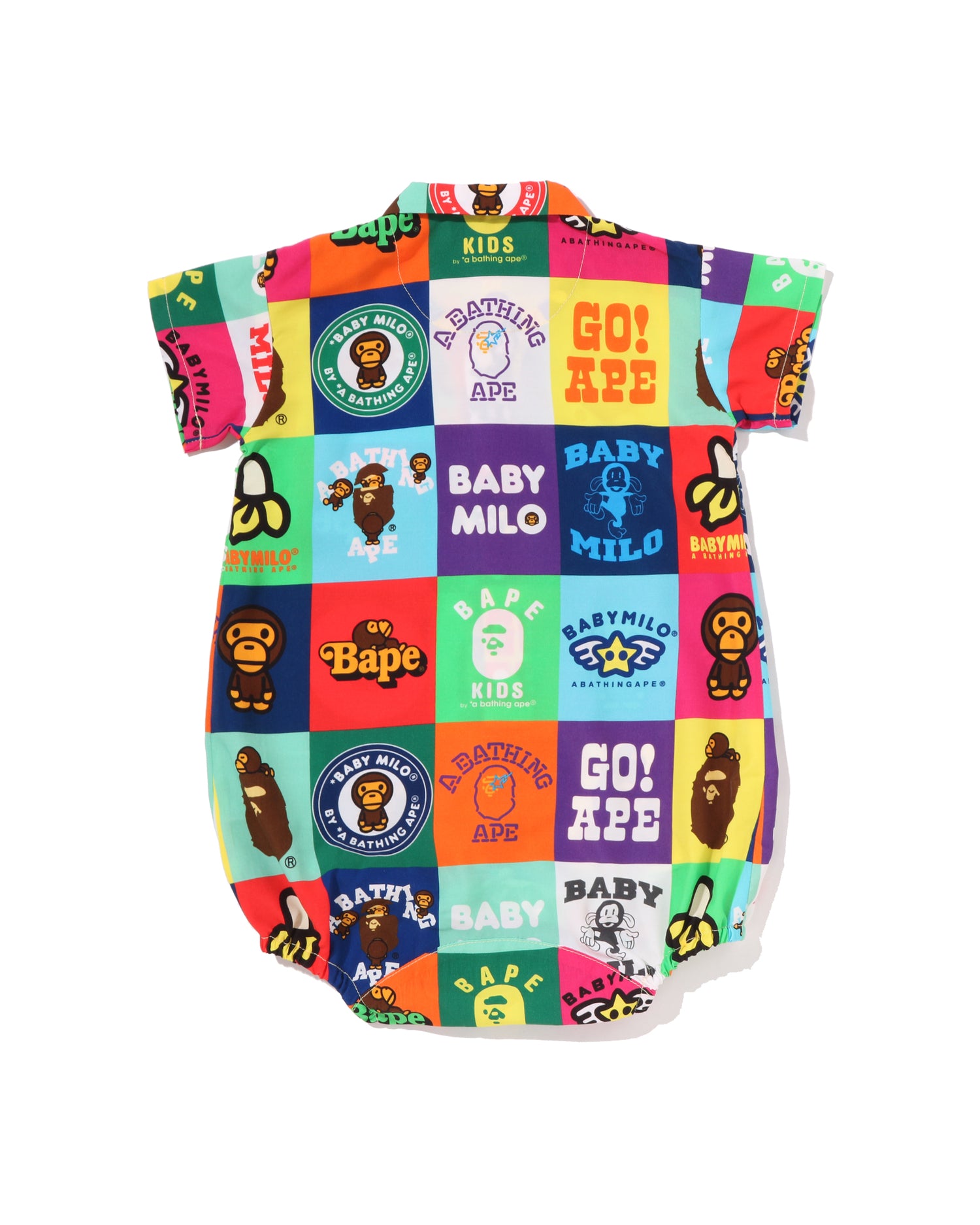 Babies Baby Milo Patchwork Open Collar Shirt Rompers