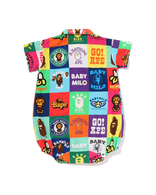 Babies Baby Milo Patchwork Open Collar Shirt Rompers